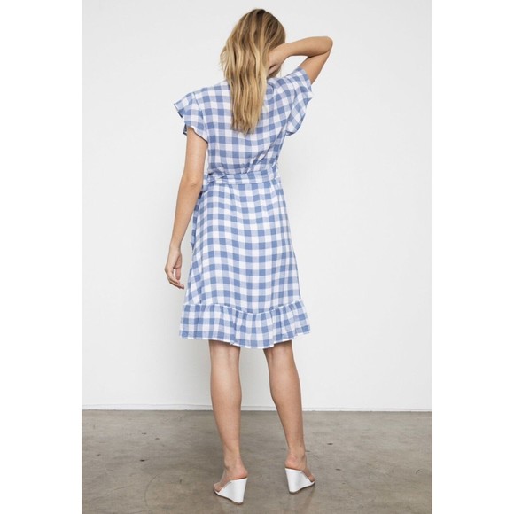 RAILS Brigitte dress periwinkle check blue white gingham wrap dress size large - Picture 2 of 8